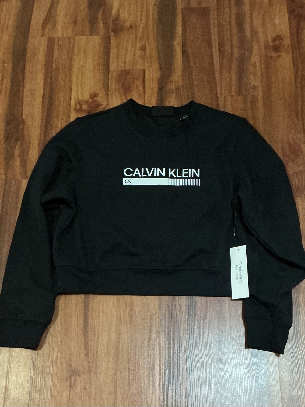 Calvin Klein Black Cropped Logo Sweatshirt nwt large women